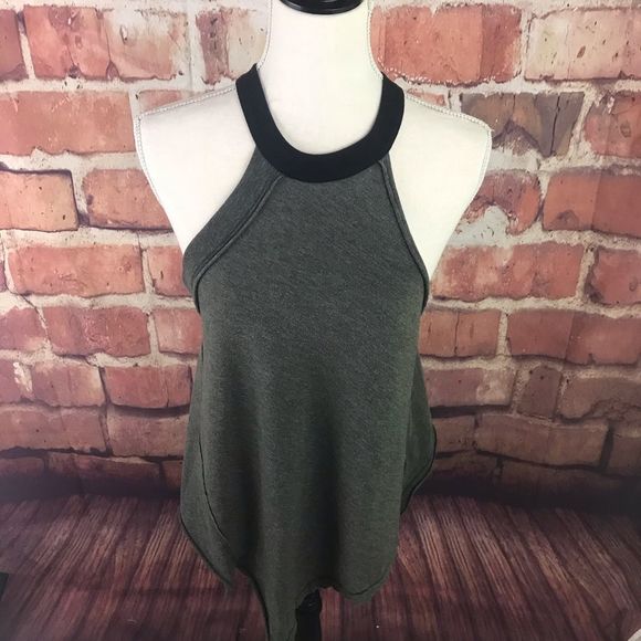 Free people twin peaks green grey halter tank S - Picture 3 of 8